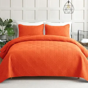 Whale Flotilla Elegant Extra Soft Quilts Queen Size, 3-Piece Lightweight Modern Geometric Full Queen Quilt Bedding Sets Bedspread Coverlet for All Seasons, Burnt Orange