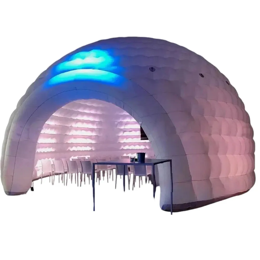 White Inflatable Night Club Igloo Dome Tent with LED Lights for Party & Event Outdoor