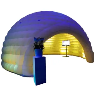 White Inflatable Night Club Igloo Dome Tent with LED Lights for Party & Event Outdoor