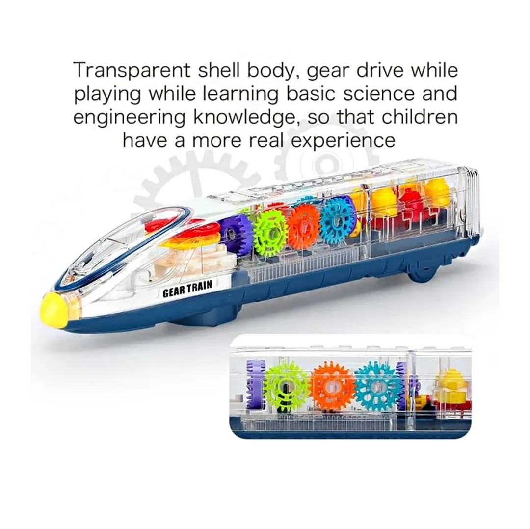 White Whale Transparent Bump and Go Train with 3D Lightning, Moving Gears, and Music
