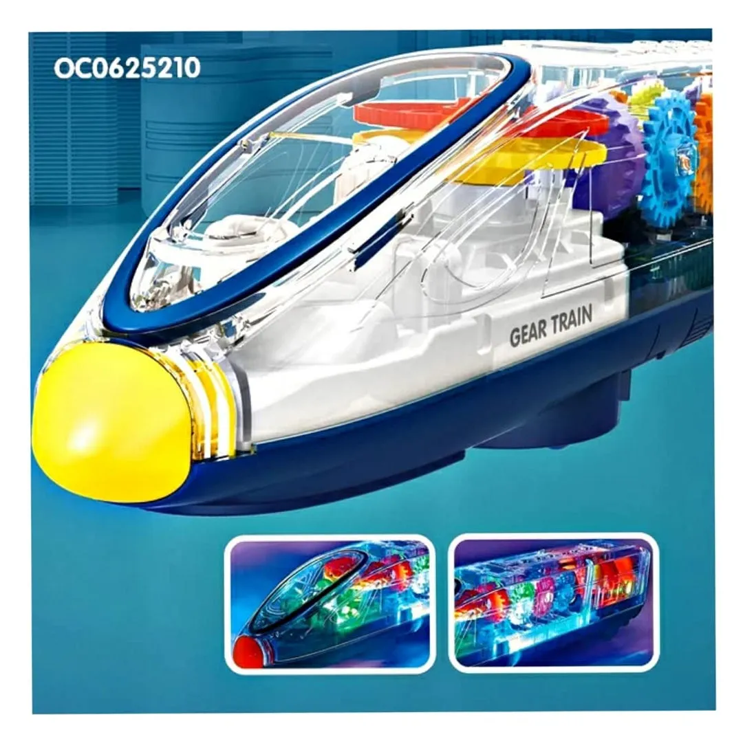 White Whale Transparent Bump and Go Train with 3D Lightning, Moving Gears, and Music
