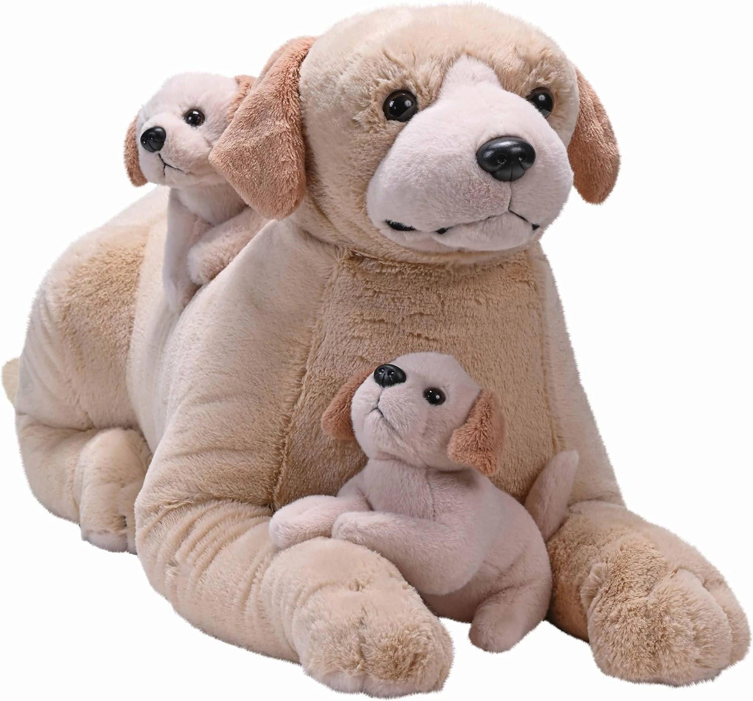 WILD REPUBLIC Cuddlekins Jumbo Mom and Puppies Yellow Labrador, Stuffed Animal, 30 Inches, Plush Toy, Fill is Spun Recycled Water Bottles