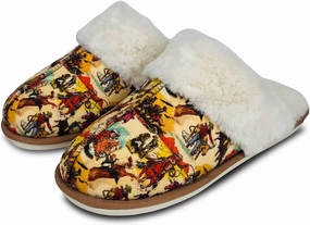 Winter Plush Slippers for Women– Leopard, Western Cowboy, Cow Print Designs – Warm Plush Lining, Durable Rubber Sole Indoor Outdoor