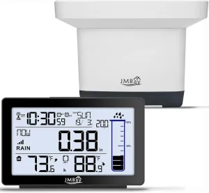 Wireless Rain Gauge Outdoor, Digital Rain Gauge Outdoors Best Rated with Thermometer,Accurate Self-Emptying Rain Measure Gauge for Garden,Remote Electronic Rain Meter,Freeze Proof Rainfall Measurer