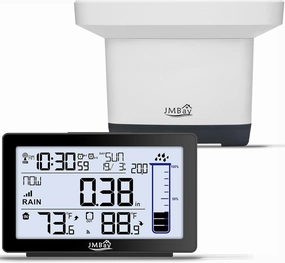 Wireless Rain Gauge Outdoor, Digital Rain Gauge Outdoors Best Rated with Thermometer,Accurate Self-Emptying Rain Measure Gauge for Garden,Remote Electronic Rain Meter,Freeze Proof Rainfall Measurer