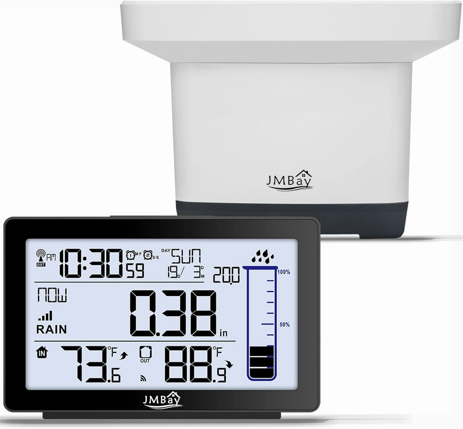 Wireless Rain Gauge Outdoor, Digital Rain Gauge Outdoors Best Rated with Thermometer,Accurate Self-Emptying Rain Measure Gauge for Garden,Remote Electronic Rain Meter,Freeze Proof Rainfall Measurer