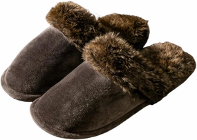 Women's and Men's Artificial Fluffy Slippers, Couple Plush Memory Foam Slippers, Ladies Warm Slip on Slippers with Faux Fur Lining, Winter Non-Slip Indoor House Shoes