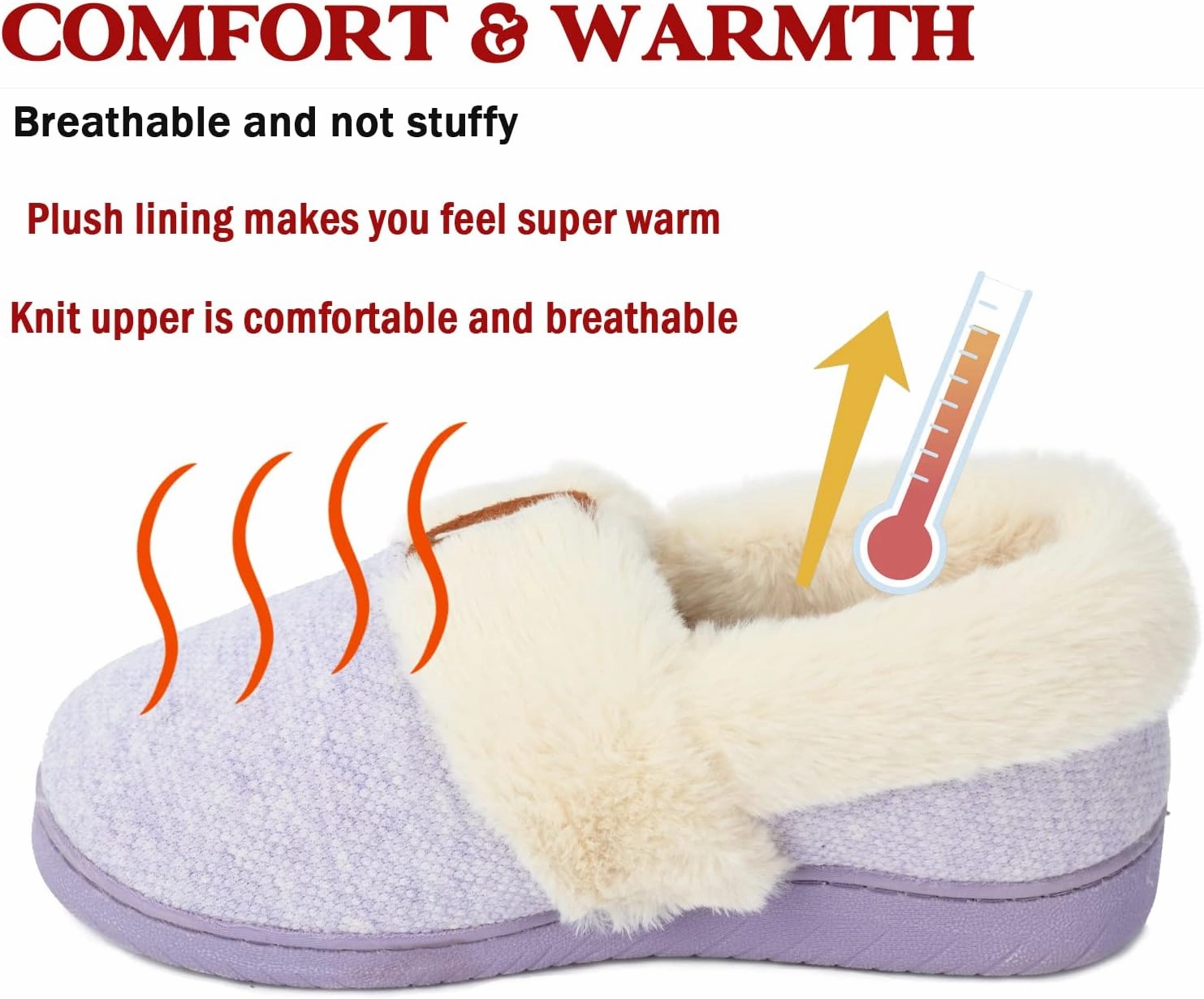 Women Slippers Comfy House Winter Slippers with Faux Fur Lining Memory Foam Anti-Skid Rubber Sole Fluffy Shoes Indoor Outdoor