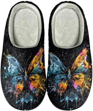 Women's Butterfly Comfy Slipper Anti Slip Hawaii Mandala Plush Bedroom Shoes Winter Warm Non-Slip On House Shoes
