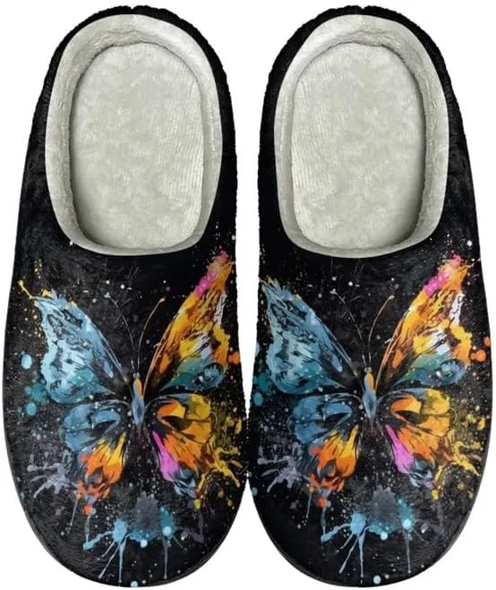 Women's Butterfly Comfy Slipper Anti Slip Hawaii Mandala Plush Bedroom Shoes Winter Warm Non-Slip On House Shoes