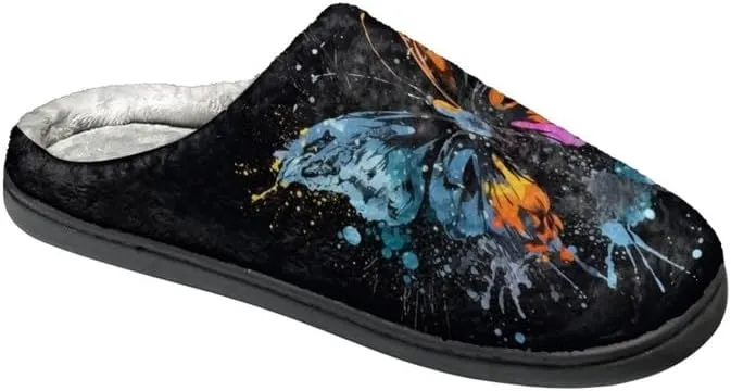Women's Butterfly Comfy Slipper Anti Slip Hawaii Mandala Plush Bedroom Shoes Winter Warm Non-Slip On House Shoes