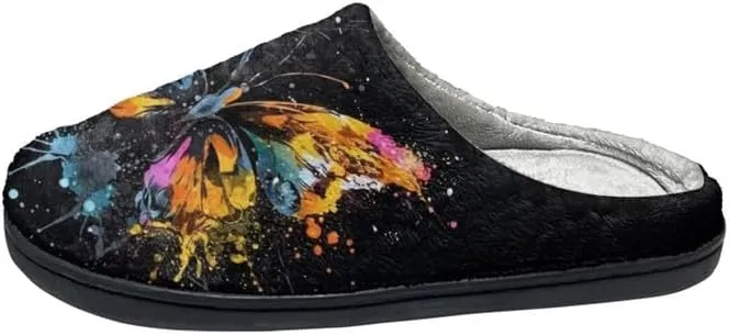 Women's Butterfly Comfy Slipper Anti Slip Hawaii Mandala Plush Bedroom Shoes Winter Warm Non-Slip On House Shoes