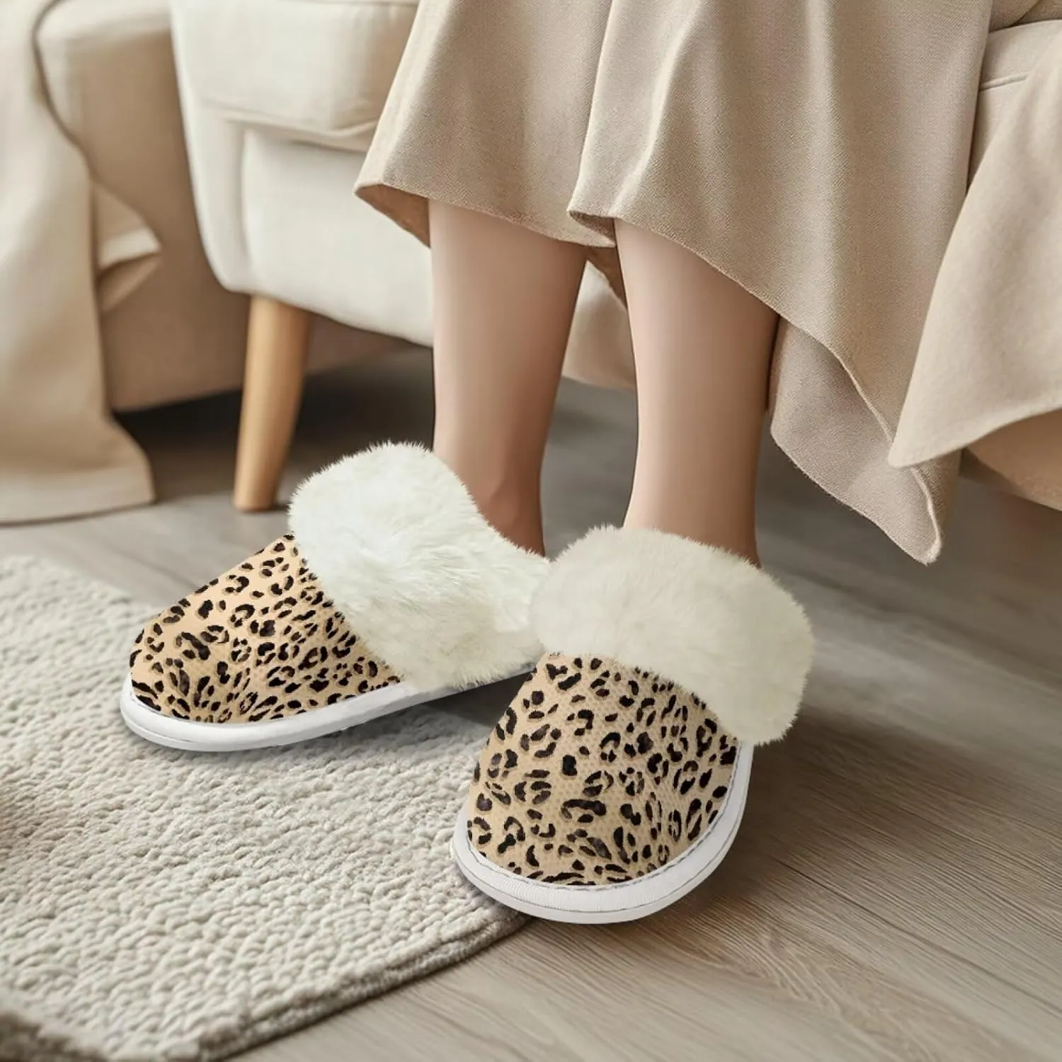 Women's Fuzzy Slipper Home Slippers Fluffy Winter House Shoes Soft Sole Slippers for Indoor