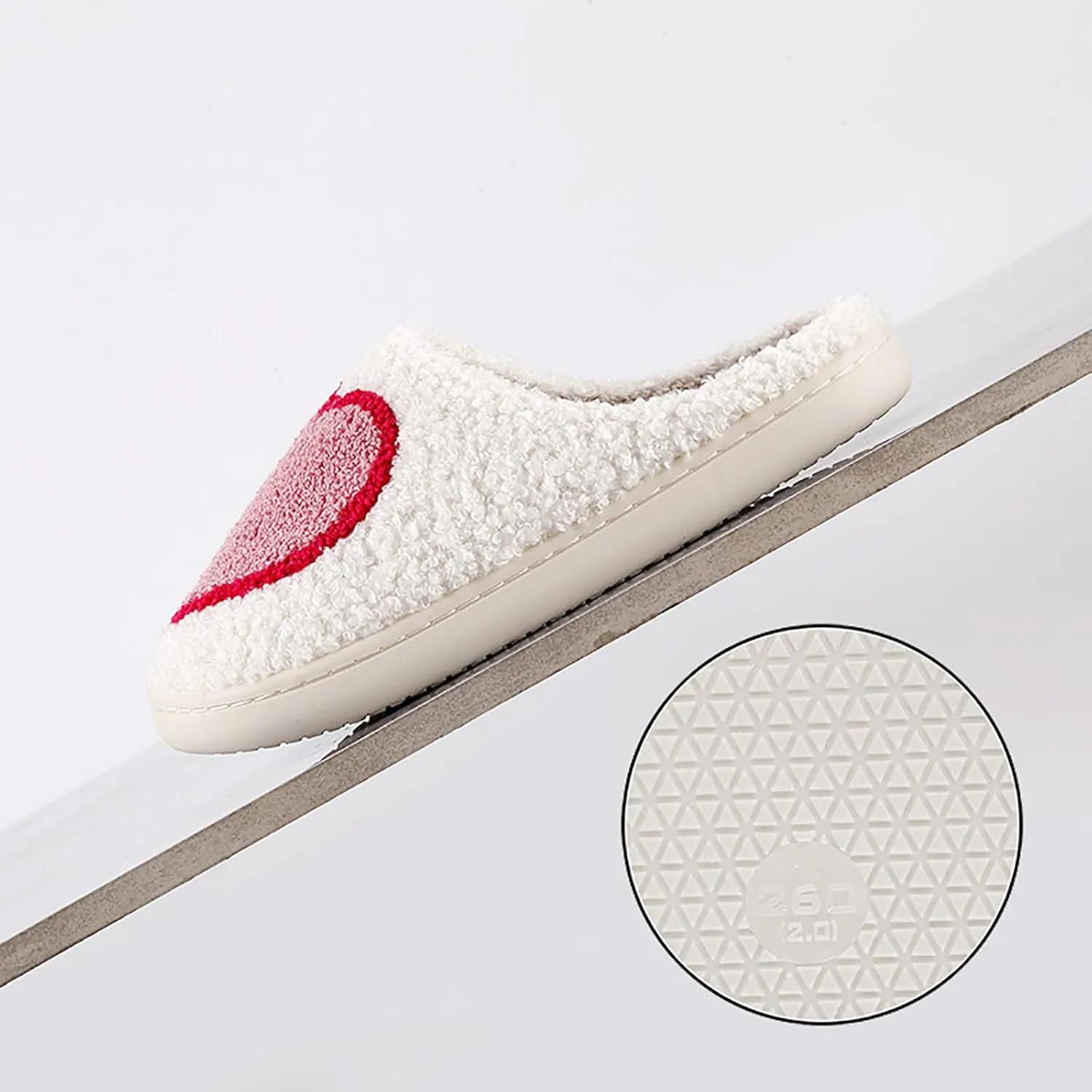 Women's Men's Cute Fuzzy Heart Slippers Memory Foam Fluffy Couple Slippers Cozy House Indoor Outdoor Shoes