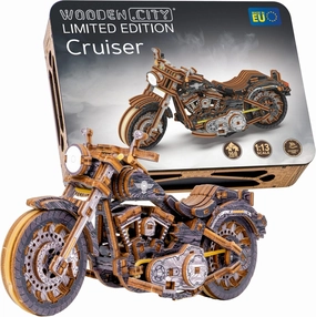 WOODEN.CITY Engineering DIY Wooden Model to Built - Model Car Kits - Premium 3D Wooden Puzzles for Adults - Detailed Model Kits for Enthusiasts and Collectors (Cruiser V-Twin 3D Motorcycle)