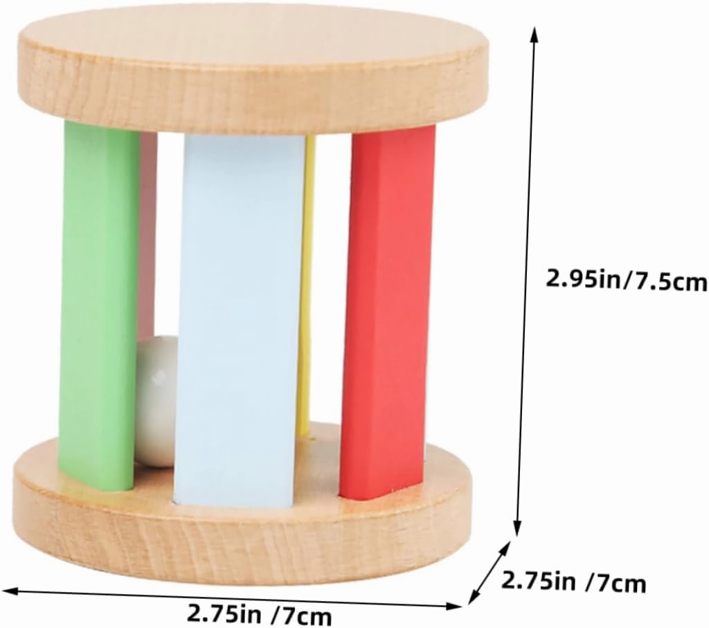Wooden Hand Rattle Instrument for Boy Girl Sensory Development Promotes Grasping Hearing Skills Smooth Surface for for Newborns