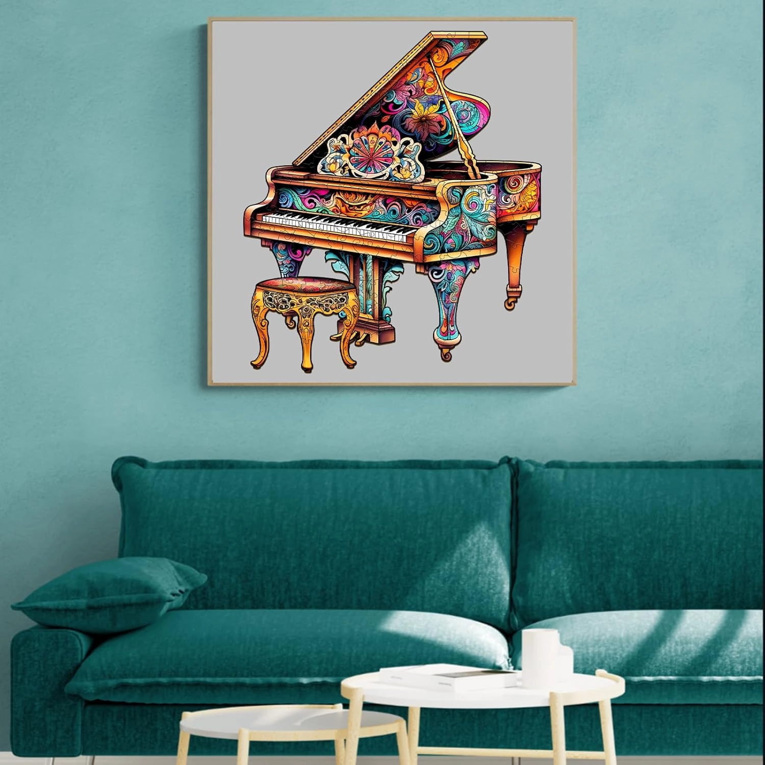 Wooden Puzzles for Adults, Piano (Large-250PCS) Wooden Jigsaw Puzzles Kids, 11.7 * 13.4in Unique Shaped Musical Note Wood Puzzles Adults, Music Instrument Wooden Puzzles Kids Family Birthday