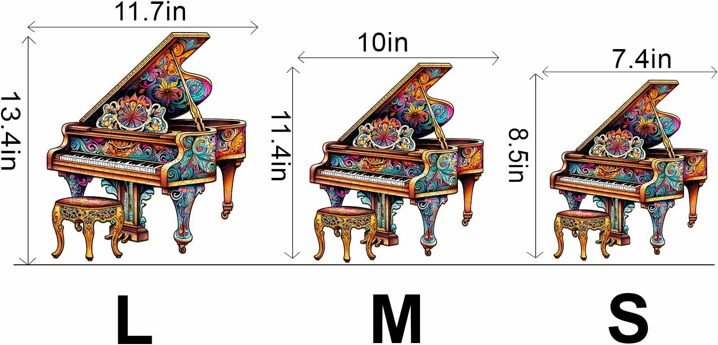 Wooden Puzzles for Adults, Piano (Large-250PCS) Wooden Jigsaw Puzzles Kids, 11.7 * 13.4in Unique Shaped Musical Note Wood Puzzles Adults, Music Instrument Wooden Puzzles Kids Family Birthday