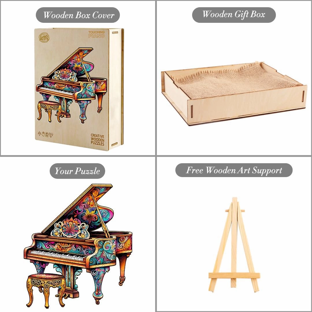 Wooden Puzzles for Adults, Piano (Large-250PCS) Wooden Jigsaw Puzzles Kids, 11.7 * 13.4in Unique Shaped Musical Note Wood Puzzles Adults, Music Instrument Wooden Puzzles Kids Family Birthday