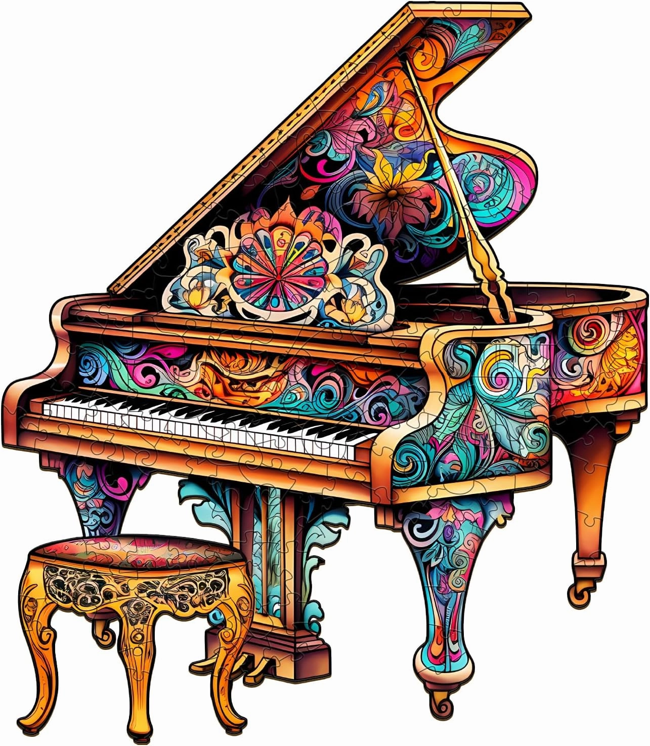 Wooden Puzzles for Adults, Piano (Large-250PCS) Wooden Jigsaw Puzzles Kids, 11.7 * 13.4in Unique Shaped Musical Note Wood Puzzles Adults, Music Instrument Wooden Puzzles Kids Family Birthday