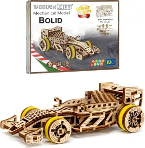 WOODEN.CITY Bolid Car Model Kit 3D Wooden Puzzle - Wooden Model Kit for Adults to Build and Paint - 108 Parts