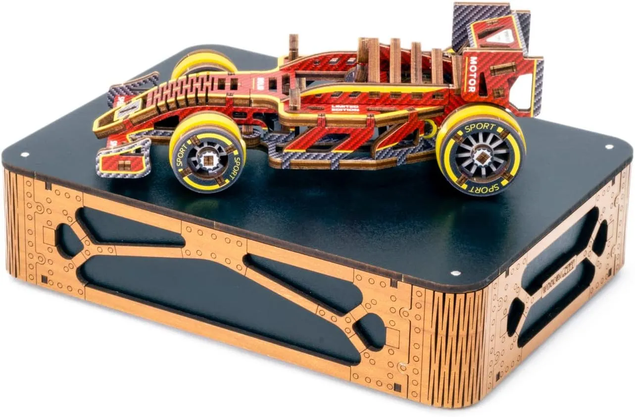 WOODEN.CITY Engineering DIY Wooden Model to Built - Model Car Kits - Premium 3D Wooden Puzzles for Adults - Detailed Model Kits for Enthusiasts and Collectors (Bolid Model Car Kit)