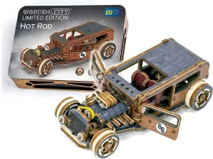 WOODEN.CITY Engineering DIY Wooden Model to Built - Model Car Kits - Premium 3D Wooden Puzzles for Adults - Detailed Model Kits for Enthusiasts and Collectors (Model Hot Rod Car Puzzle)