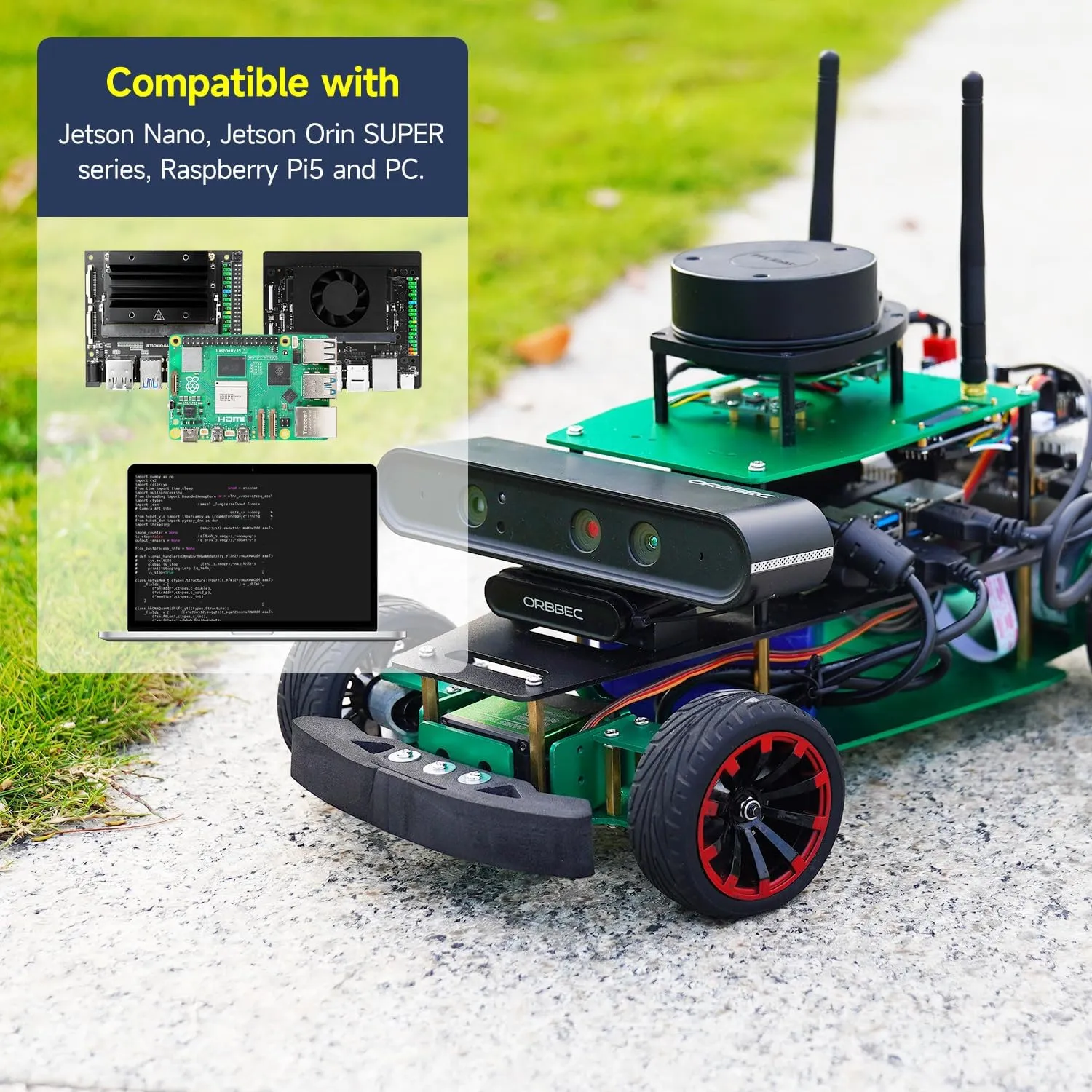 Yahboom Raspberry Pi Jetson Nano/Jetson Orin Nano Super AI Professionally Programmable Ackerman Steering Structure ROS2 Robot Kit for Adults (R2 Ultimate Ver with Nano)