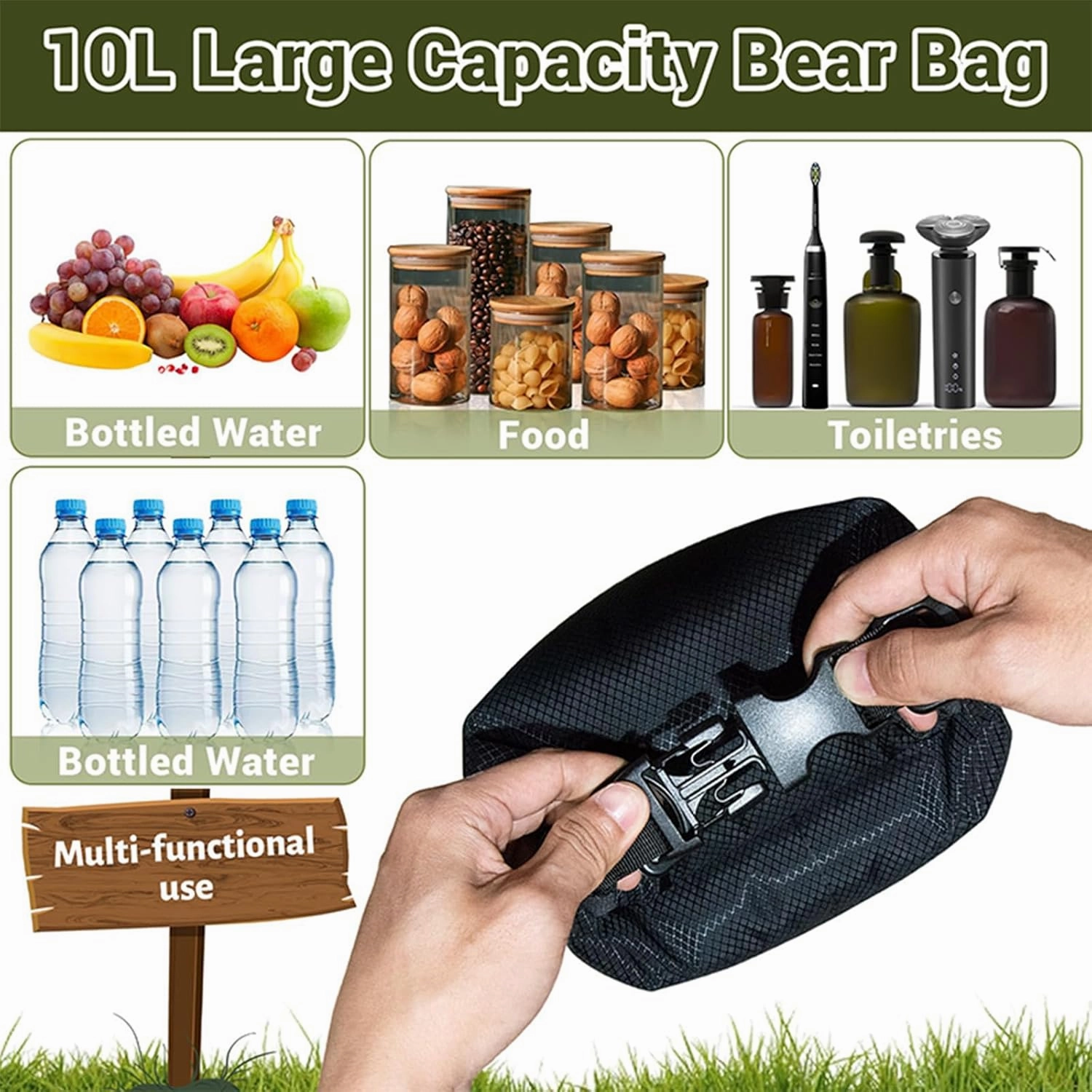 YAMSLAM 3L-20L Waterproof Bear Bag, Ultralight Bear Proof Canister Gear, with IP68 Waterproof Phone Pouch, Camping Easy to Throw for Backpacking Food Bag