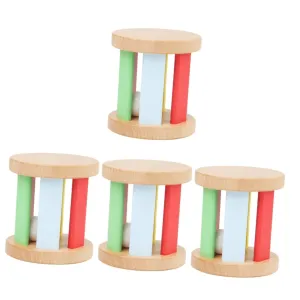 YARNOW Wooden Roller Rattle for Boy Girl Educational Sensory Instrument Compact Plaything for Newborns Promotes Color Recognition Hand Eye Coordination Shower Birthday Present