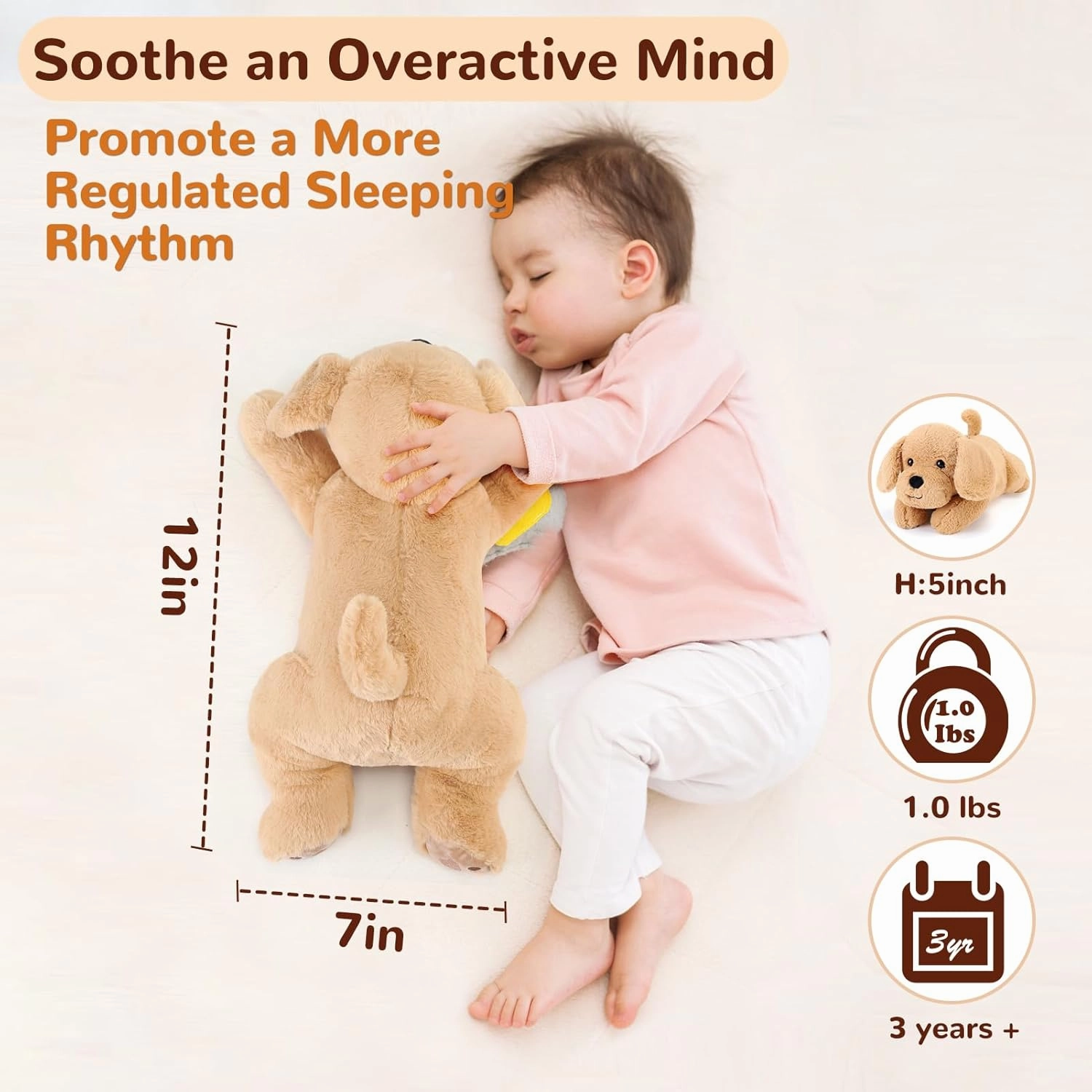 Yellow Lab Weighted Stuffed Animals - 12 Inch 1.0 Pounds Weighted Plushies Labradoodle Stuffed Animal - Small Dog Plush Pillow - Cute Plush Toy Gifts for Kids & Adults (12" 1.0 lbs)