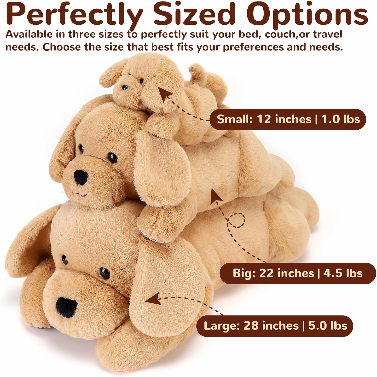 Yellow Lab Weighted Stuffed Animals - 12 Inch 1.0 Pounds Weighted Plushies Labradoodle Stuffed Animal - Small Dog Plush Pillow - Cute Plush Toy Gifts for Kids & Adults (12" 1.0 lbs)