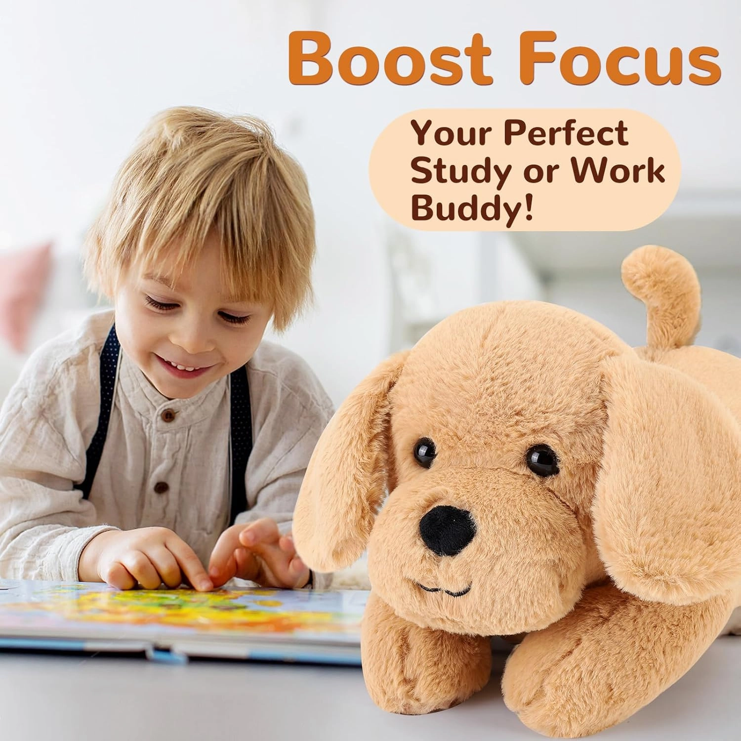 Yellow Lab Weighted Stuffed Animals - 12 Inch 1.0 Pounds Weighted Plushies Labradoodle Stuffed Animal - Small Dog Plush Pillow - Cute Plush Toy Gifts for Kids & Adults (12" 1.0 lbs)