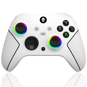 YUYIU Upgraded Wireless Controller with 7 Colors RGB Light for Xbox Controller, Xbox One Series X|S,Consoles,Steam PC Windows, Dual Vibration/Turbo/Programmable, with 3.5mm Audio Jack, 2.4GHZ Adapter