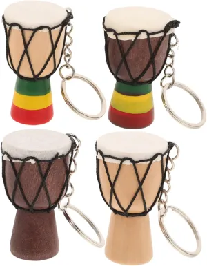Zerodeko 4pcs Set Drum Keychain Set Mini Keychains for Travel Souvenir Party Favors Unique Musical Instrument Accessories Artisanal Compact Design