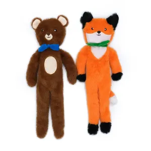 Zippy Paws - Fluffy Peltz Plush Squeaker Dog Toy Bear & Fox