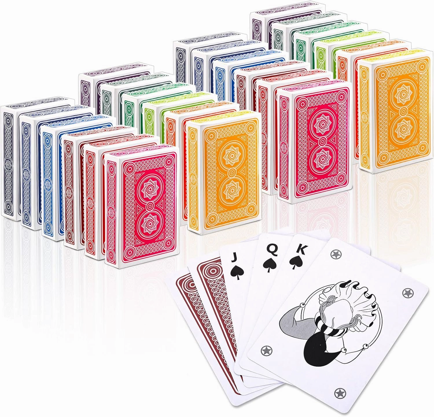 Zubebe 24 Pack Playing Cards Jumbo Index Large Print Deck of Cards Bulk in Vibrant Colors Poker Size, Standard Playing Poker Decks for Kids Adults Activities Party Supplies Canasta Games