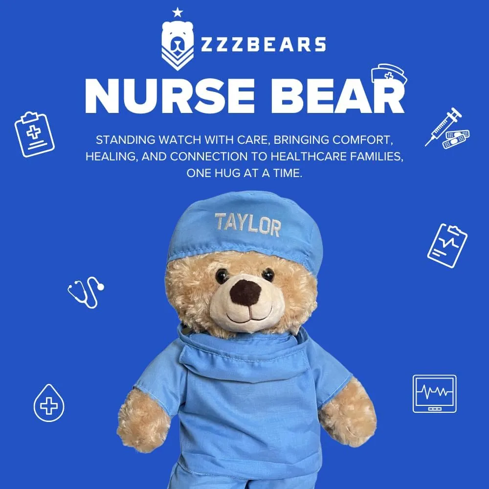 ZZZ Bears Personalized Nurse Teddy Bear, Thoughtful Gift for Nurses, Spouses & Kids