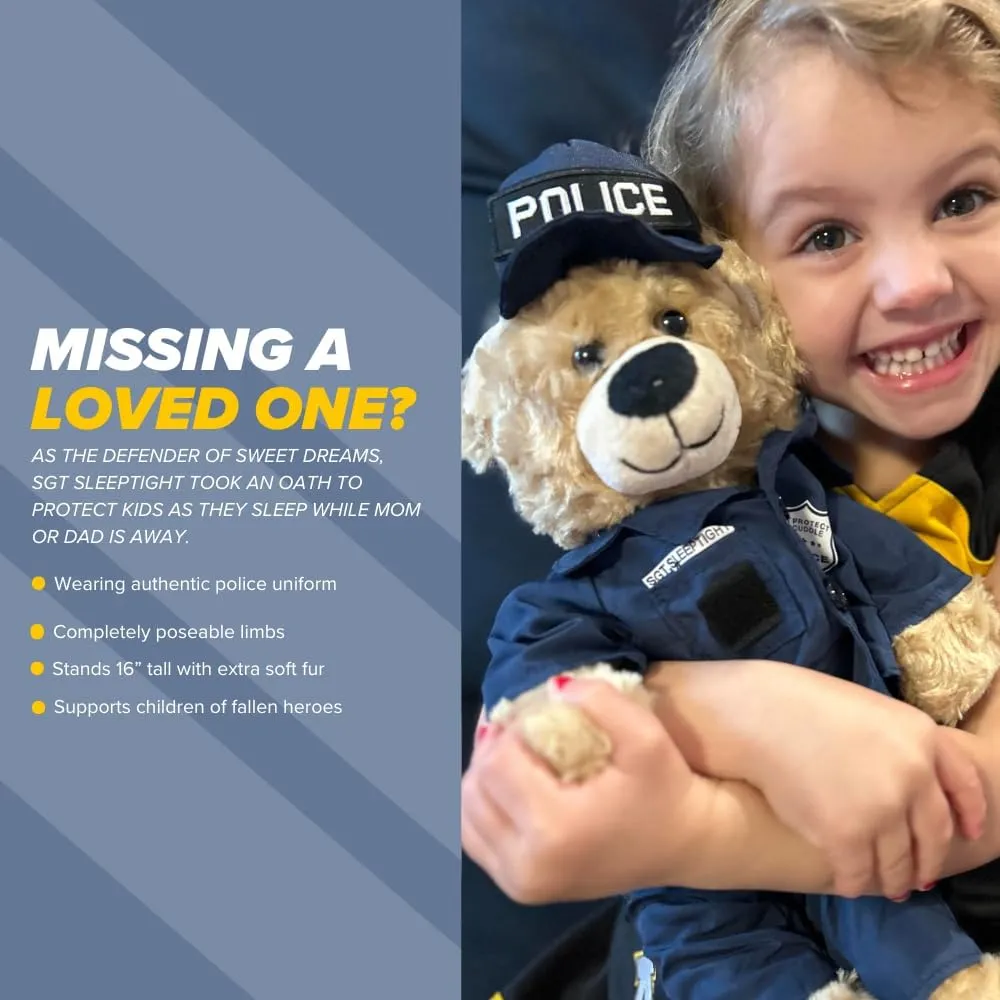 ZZZ Bears SGT Sleeptight Police Teddy Bear, Comforting Gift for Police Kids, Provides Comfort & Sense of Security During Separation