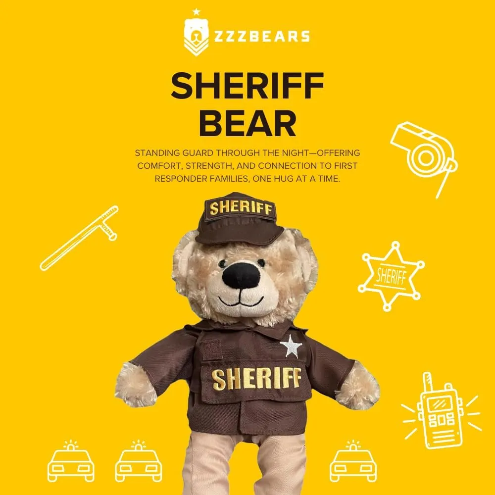 ZZZ Bears Sheriff Teddy Bear, Comforting Gift for Sheriff Kids, Provides Comfort & Sense of Security During Separation